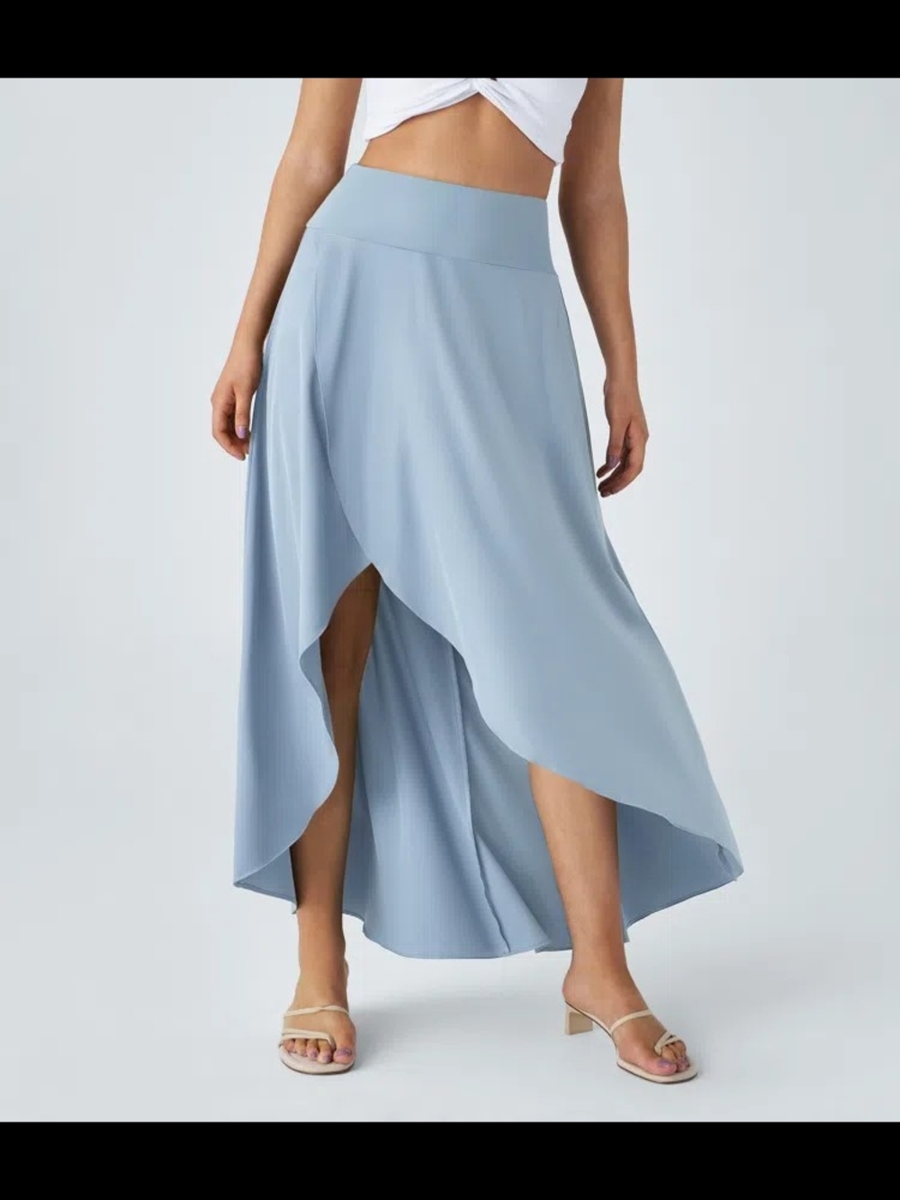 Halara Soft Blue High-Low Wrap Skirt (skort) with Wide Waistband